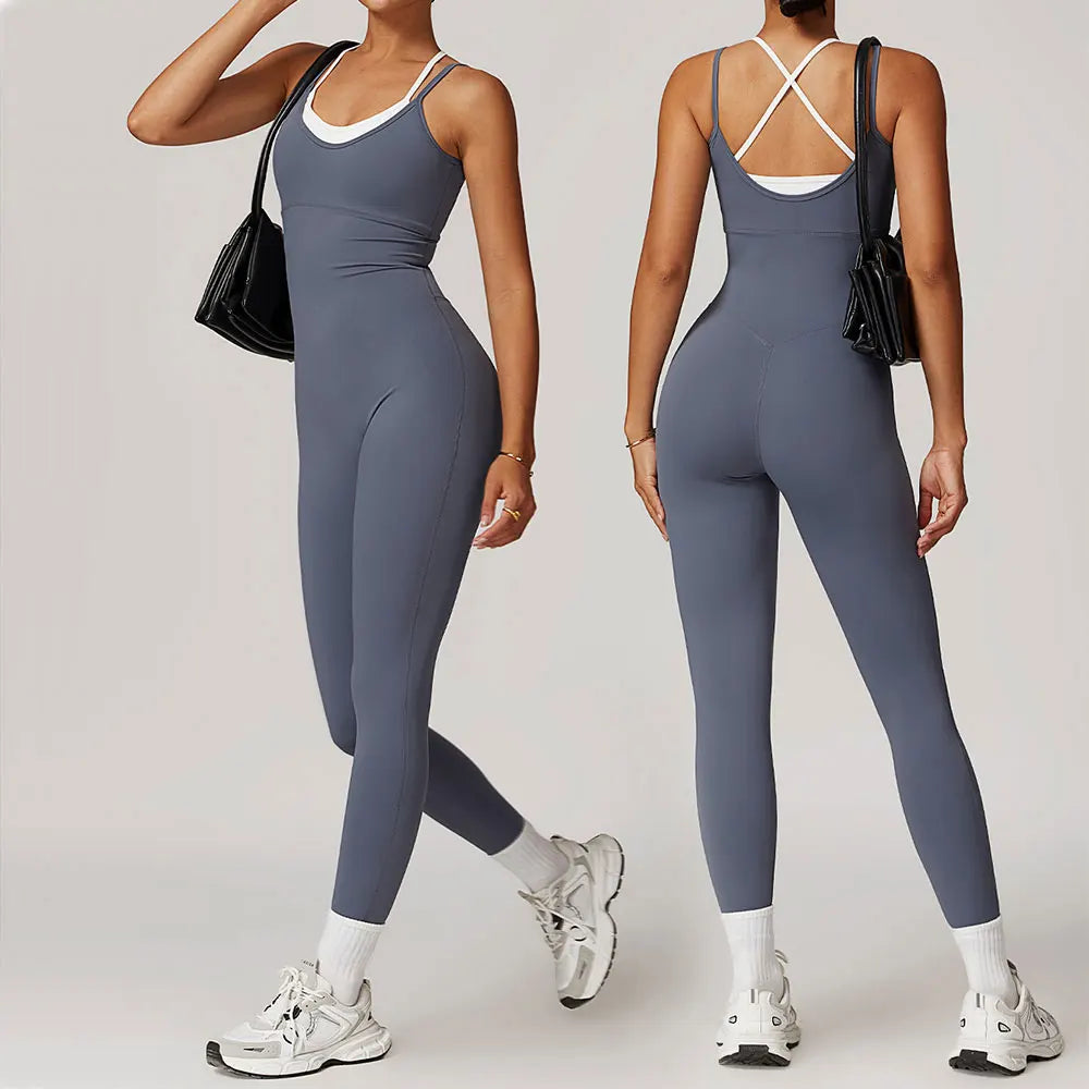 Trend4us Women's Crisscross Back Sculpting Jumpsuit
