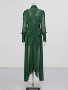 Trend4us Luxe Sheer Draped Illusion High-Neck Evening Gown
