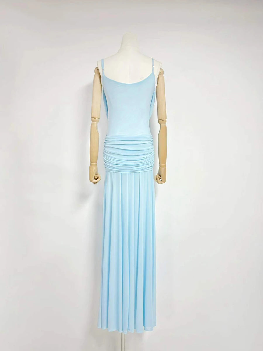 Trend4us Luxe Draped Cowl Sheer Maxi Dress