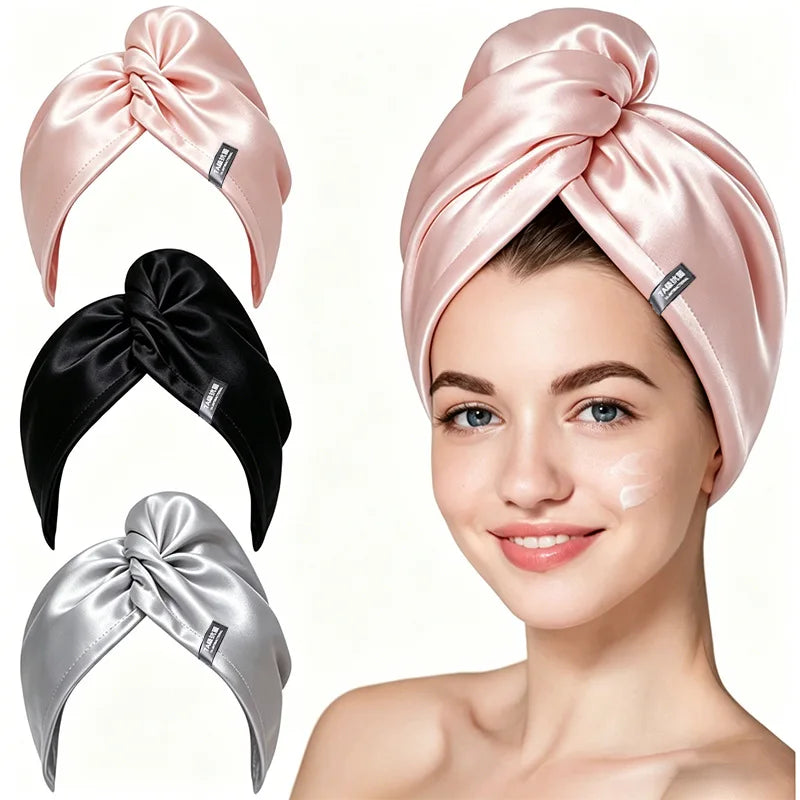 Trend4us Silk Satin Hair Drying Towel Wrap – Twist Turban for Frizz-Free Hair