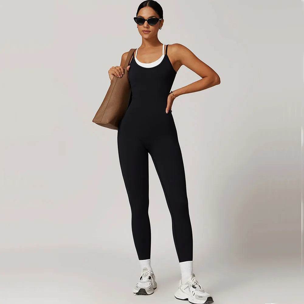 Trend4us Women's Crisscross Back Sculpting Jumpsuit