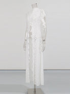 Trend4us Luxe Sheer Lace Cutout Top & Wide-Leg Pants Set