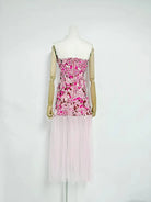 Trend4us Luxe 3D Floral Embroidered Strapless Illusion Evening Dress