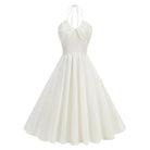 Trend4us Vintage Halter Ruched Summer Fit & Flare Dress white