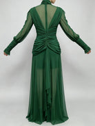Trend4us Luxe Sheer Draped Illusion High-Neck Evening Gown