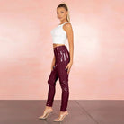 Trend4us Women's Glossy Faux Leather Slim Fit Trousers