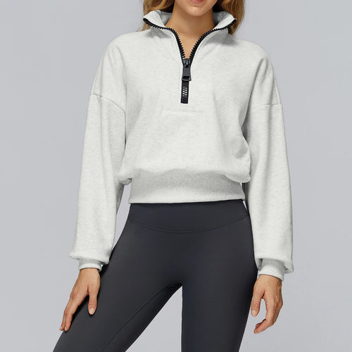 Trend4us Winter Half-Zip High-Neck Relaxed Sweatshirt