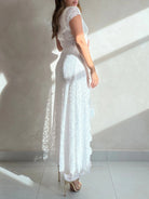 Trend4us Luxe Sheer Lace Cutout Top & Wide-Leg Pants Set
