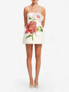 Trend4us Luxe Floral Appliqué Strapless High Waist Mini Dress