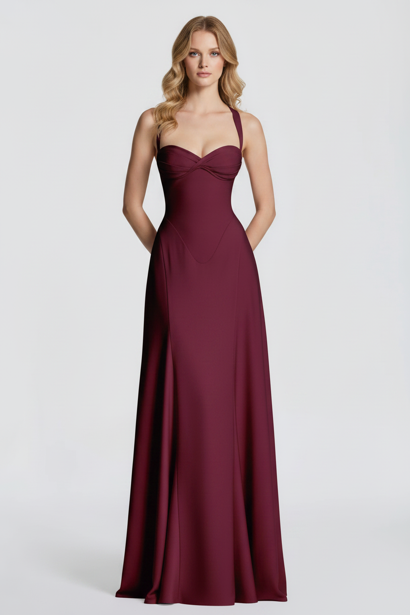 Trend4us Luxe Satin Lace-Up Back Evening Gown