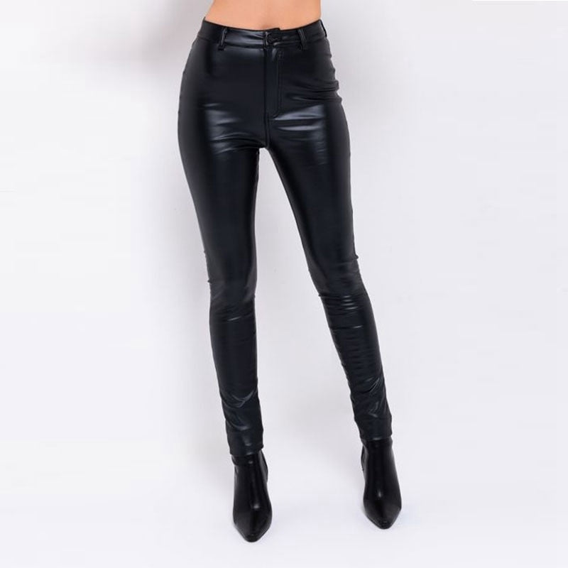 Retro Street Chic Faux Leather Trousers