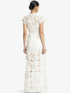 Trend4us Luxe 3D Floral Appliqué Sheer Evening Gown