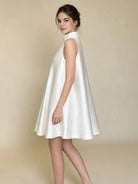 Trend4us Elegant Satin High Neck Swing Mini Dress