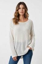 Trend4us Sheer Knit Long Sleeve Top – Women's Lightweight Sweater