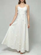 Trend4us Luxe Floral Appliqué Open-Back Maxi Dress