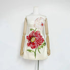 Trend4us Luxe Floral Appliqué Strapless High Waist Mini Dress - White