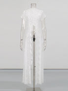 Trend4us Luxe Sheer Lace Cutout Top & Wide-Leg Pants Set