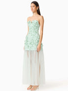 Trend4us Luxe 3D Floral Embroidered Strapless Illusion Evening Dress