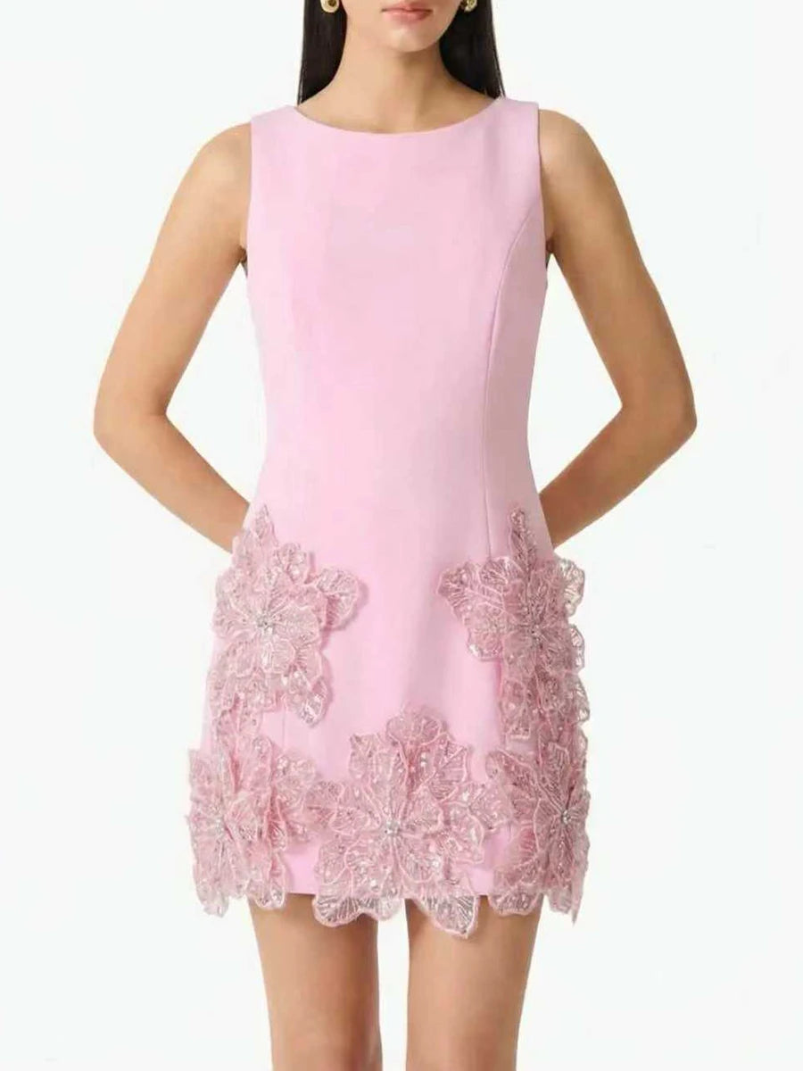 
Trend4us Luxe Floral Appliqué Sleeveless Mini Dress