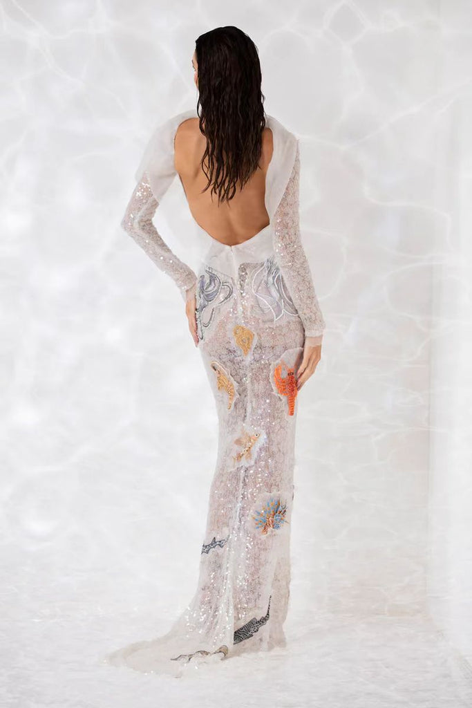 Chic Backless Sequins Maxi Dress