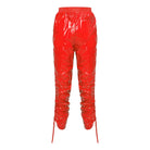 Trend4us Women's Glossy Ruched Drawstring Vinyl Cropped Pants