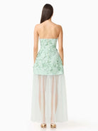 Trend4us Luxe 3D Floral Embroidered Strapless Illusion Evening Dress