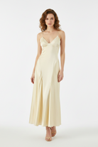 Satin Lace-Up Corset Maxi Dress — Women's V-Neck A-Line | Trend4us