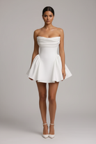 Satin Corset Flared Mini Dress — Women's Strapless A-Line | Trend4us