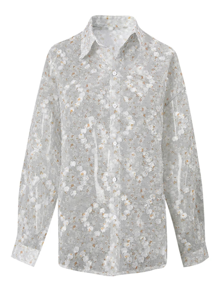Trend4us Vintage Sheer Streetwear Button-Up Blouse