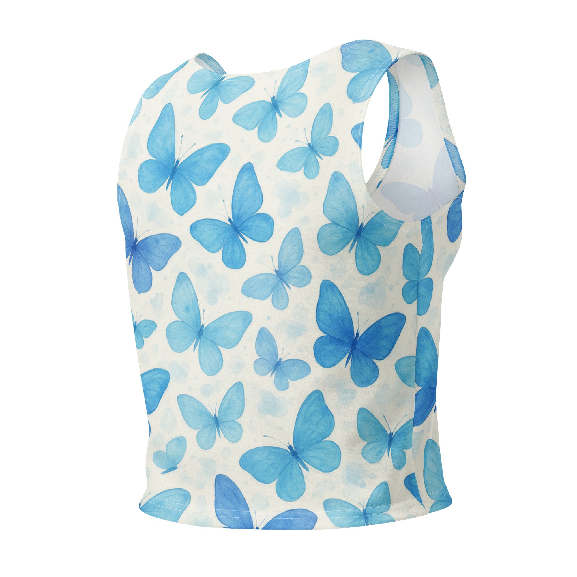Trend4us Blue Butterflies Cotton Crop Top