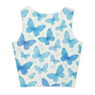 Trend4us Blue Butterflies Cotton Crop Top