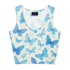 Trend4us Blue Butterflies Cotton Crop Top