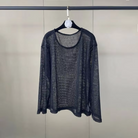 Trend4us Sheer Knit Long Sleeve Top – Women's Lightweight Sweater