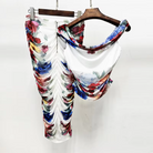 Trend4us Off-Shoulder Draped Top &amp; Ruched Skirt Set back view