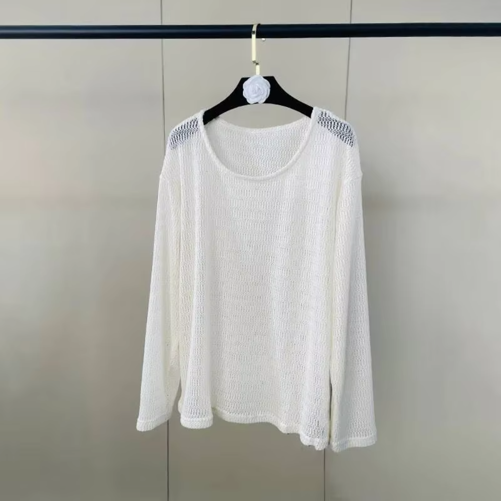 Trend4us Sheer Knit Long Sleeve Top – Women's Lightweight Sweater