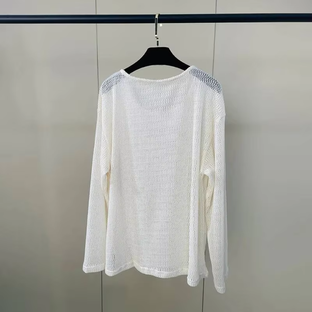 Trend4us Sheer Knit Long Sleeve Top – Women's Lightweight Sweater