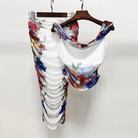 Off-Shoulder Draped Top &amp; Ruched Skirt Set