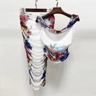 Trend4us Off-Shoulder Draped Top &amp; Ruched Skirt Set ront view