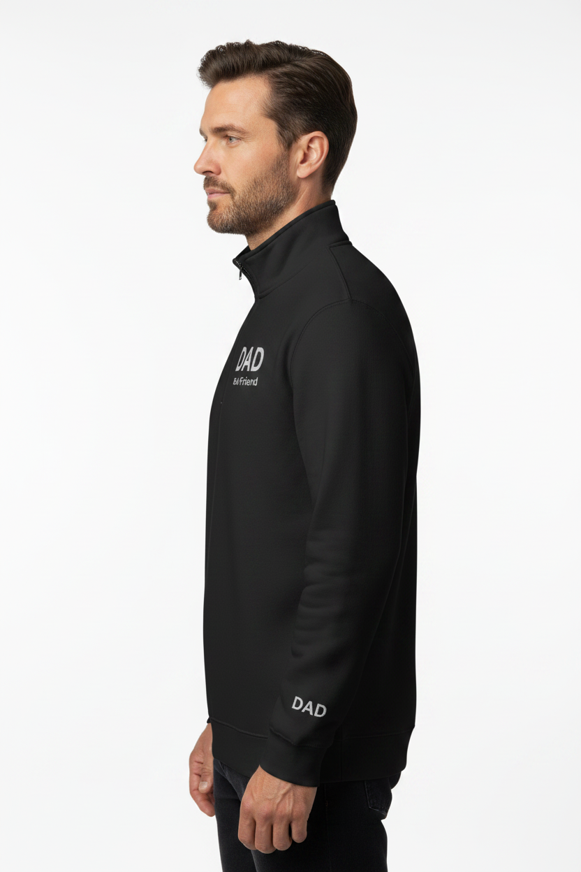 Trend4us Dad Hero & Friend Premium Quarter-Zip Sweatshirt side view